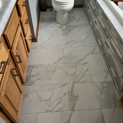 Luxury Vinyl Tile in a Bathroom