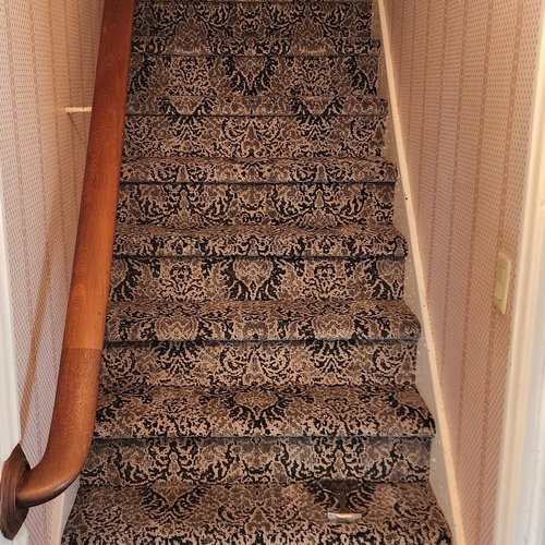 Patterned carpet on steps