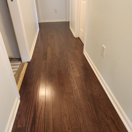 Dark Hardwood Floors in a hallway