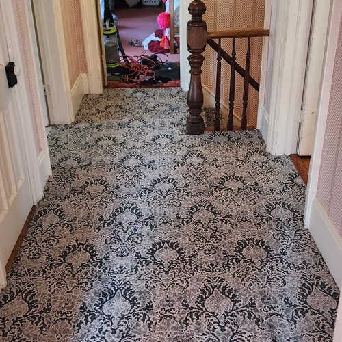 Patterned carpet hallway