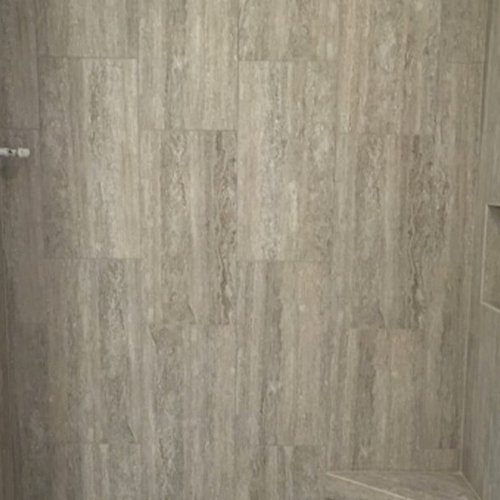 Vertical shower tile in McFarland, WI from Bisbee's Flooring Center